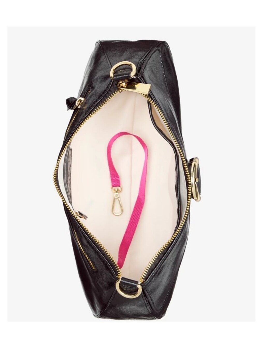 On 34th Jynna glazed baguette shiny women's top handle shoulder bag - Black - Picture 4 of 13